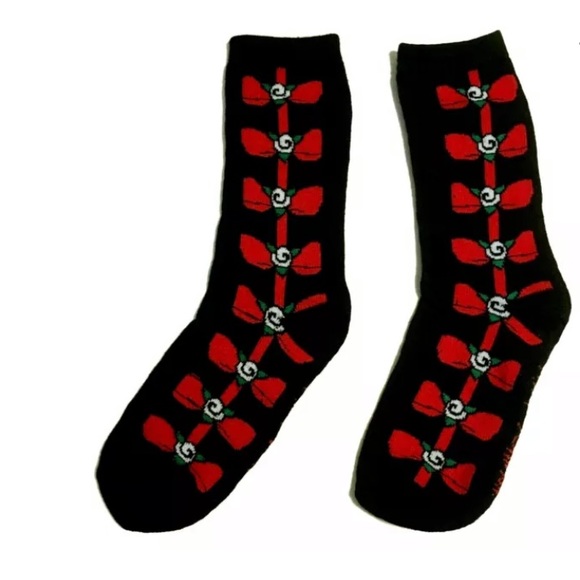 Betsey Johnson Womens Crew Socks Red Pink Green Kiss Bow Stripes Bunny Christmas - Picture 7 of 9